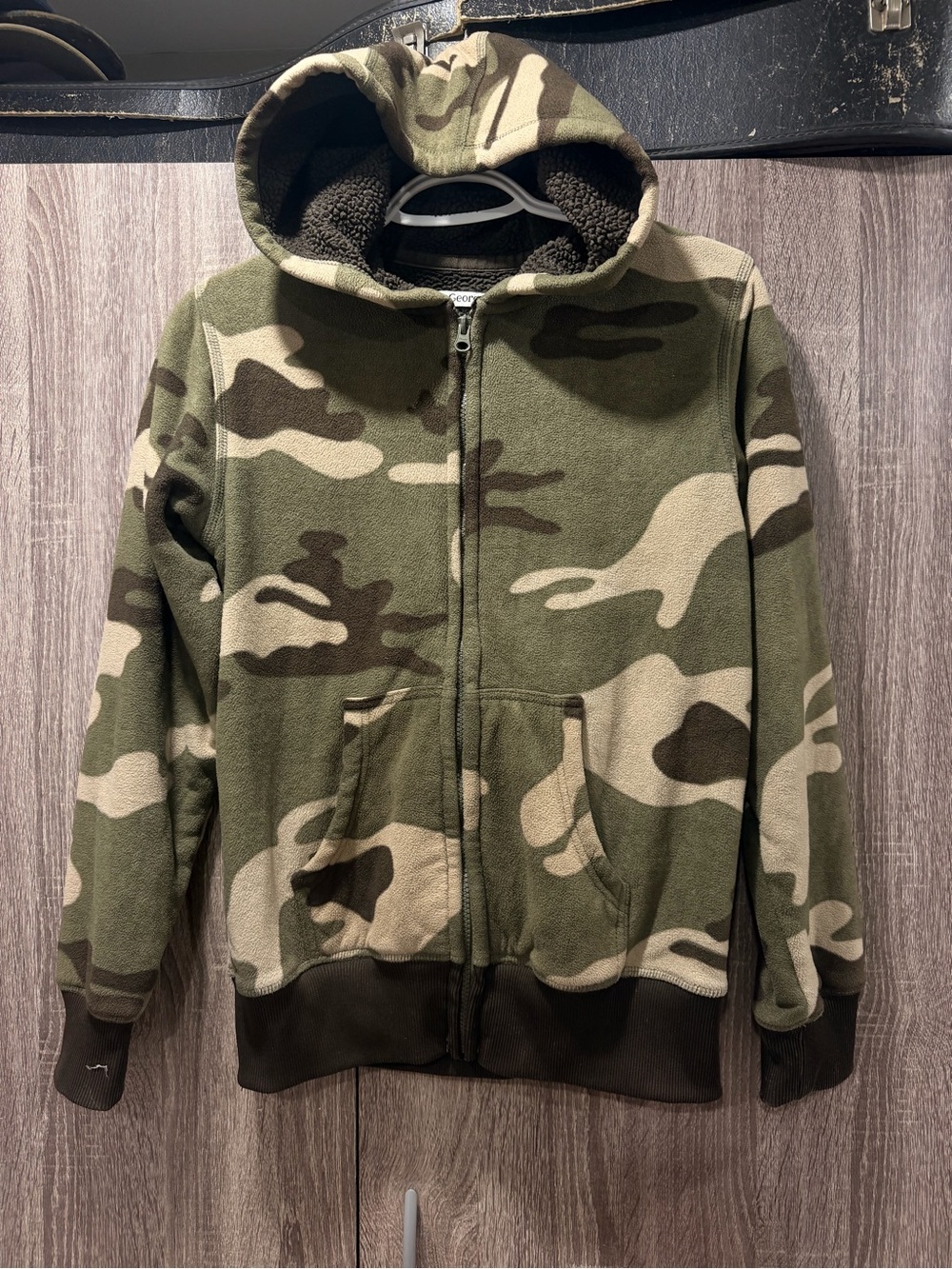 George Kids Camouflage Sherpa-Lined Zip Hoodie - Green & Tan